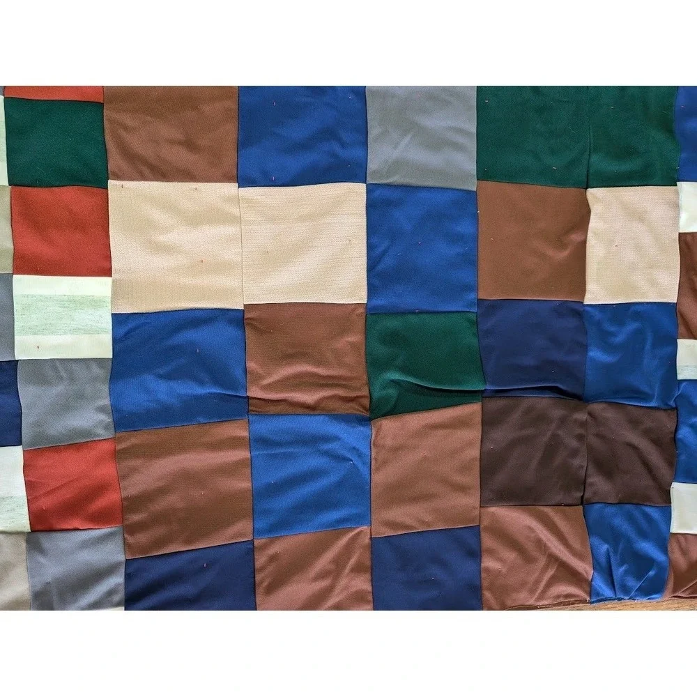 Vintage Handmade Patchwork‎ 68x55 Tied Quilt Rustic Country Fall Cabin Country
